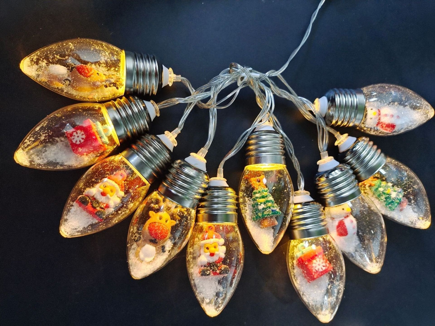 Christmas LED Bulb String Lights - Festive Santa & Tree Fairy Pendant Light | USB Powered Holiday Garland Sconce