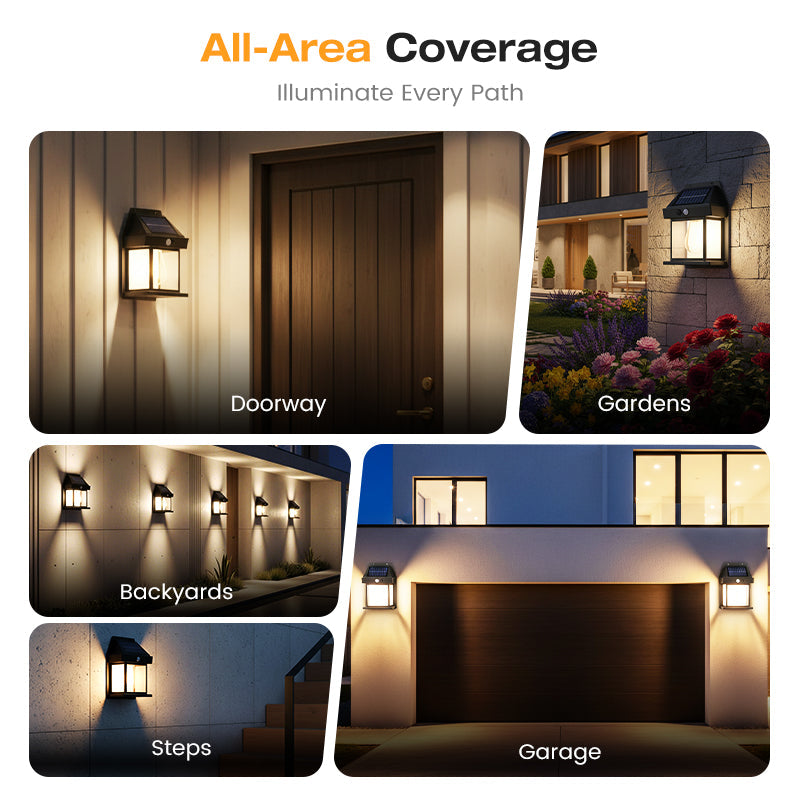 Solar Tungsten Wall Light (Buy 3 Get 1 Free) - Vintage Edison LED Motion Sensor Sconce | IP65 Waterproof Exterior Lamp