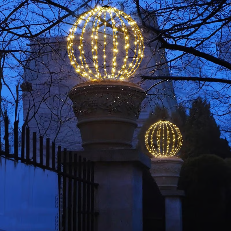 Foldable LED Light Sphere - Weatherproof All-Season & Holiday Ambient Globe