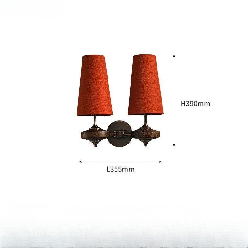 Retro Spindle Wall Sconce – Tapered Fabric Shade & Turned Wood Wall Sconce