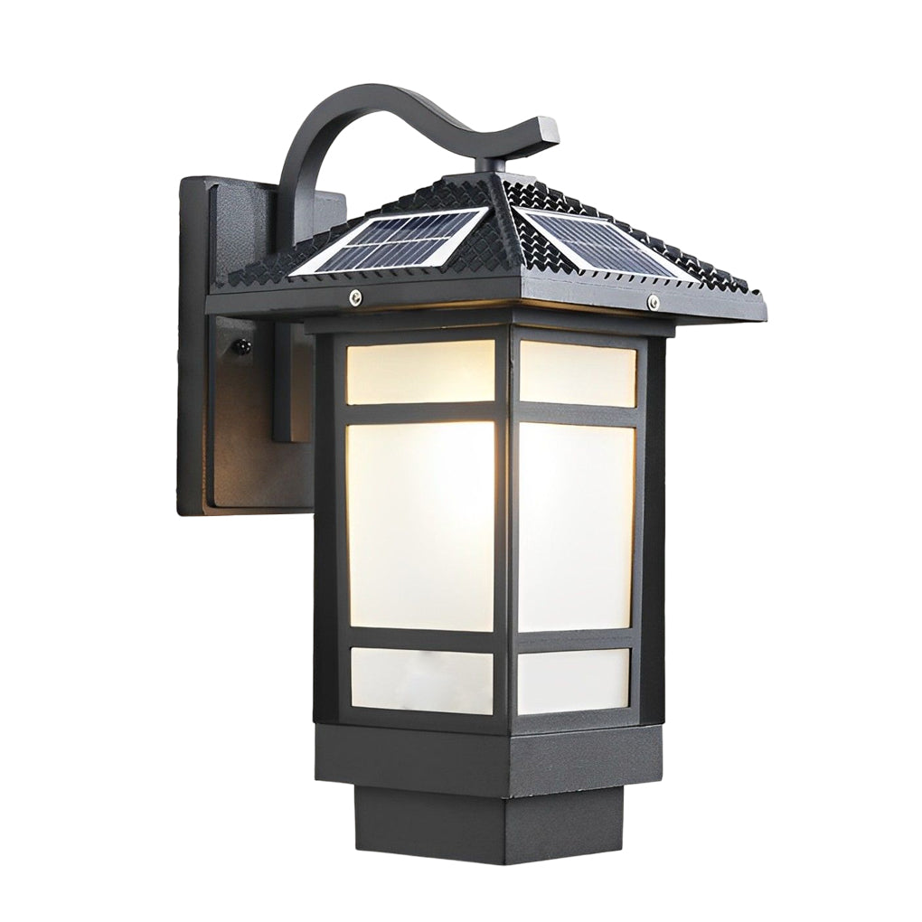 Vintage Waterproof LED Wall Sconce – Matte Black Aluminum & Frosted Glass Exterior Light