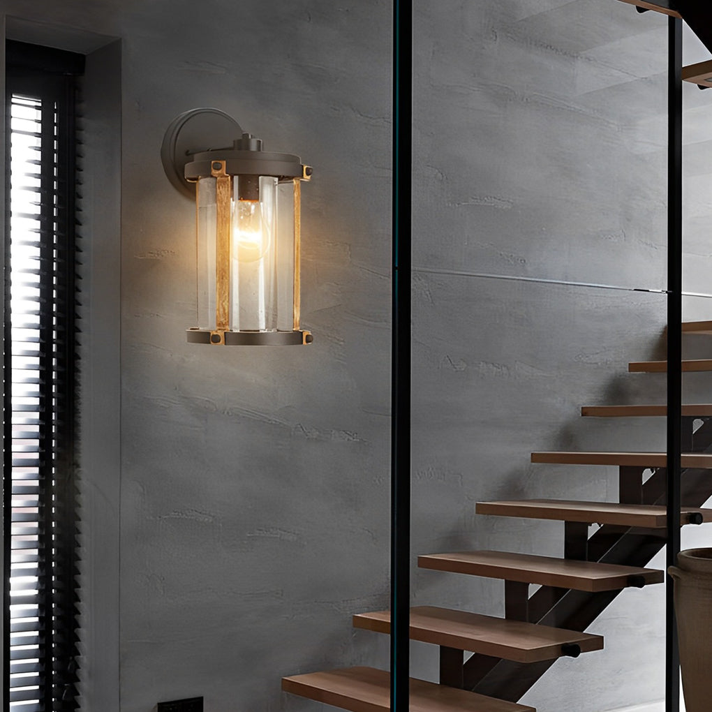 Vintage Waterproof Glass Outdoor Wall Sconce – Black Aluminum & Bubble Glass Industrial Light