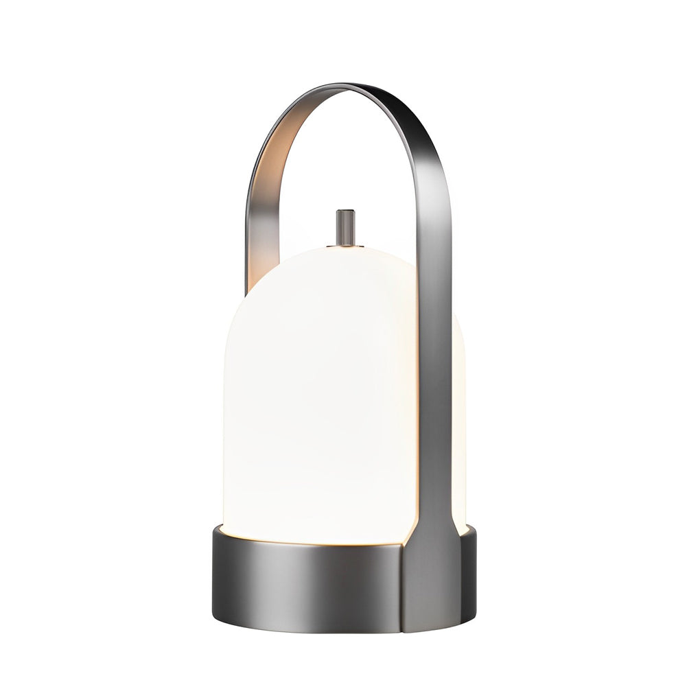 Portable LED Lantern | Luxury Cordless Steel & Glass Indoor-Outdoor Lamp