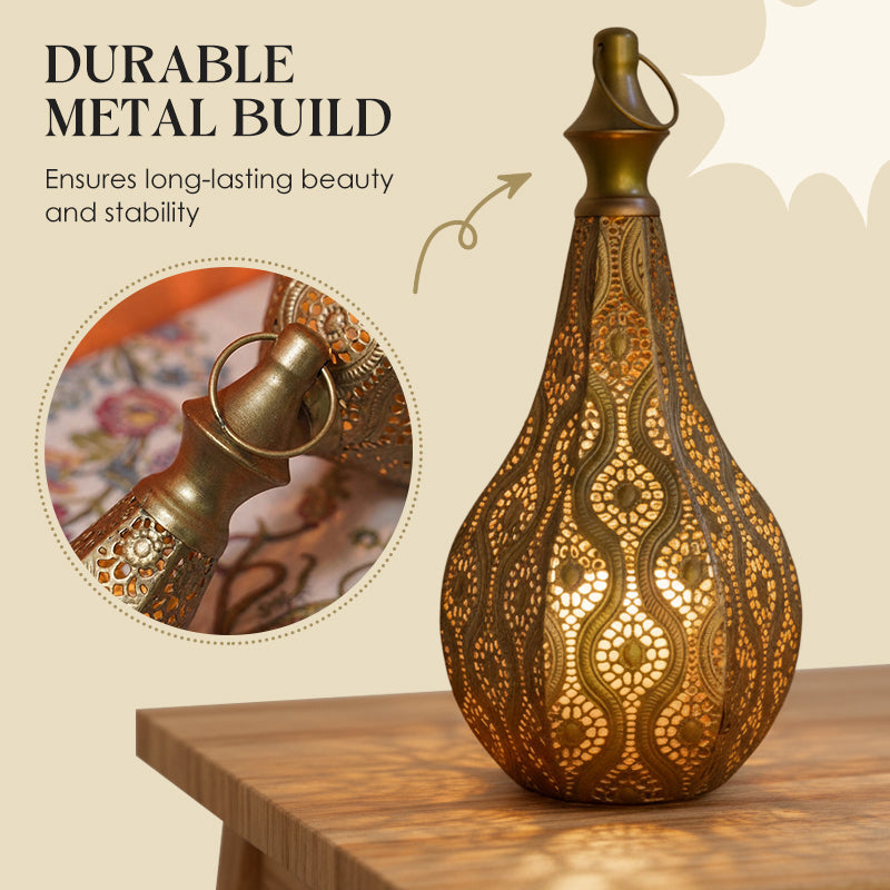 Hollow-Out Metal Candle Holder Ornament - Black Varnish Cutout Pillar Lantern | Artistic Shadow Pattern Tabletop Sconce