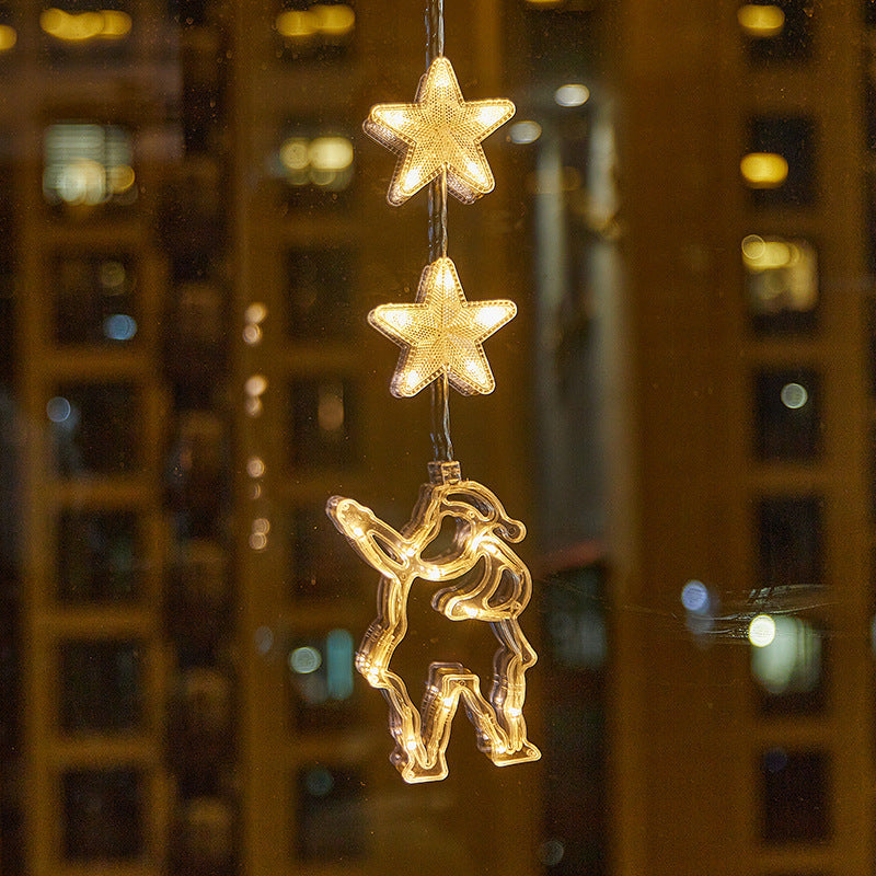 Christmas Suction Cup Window LED Lights - Silhouette Hanging Holiday Lamp | Battery Operated Showcase Night-Light | Warm & RGB