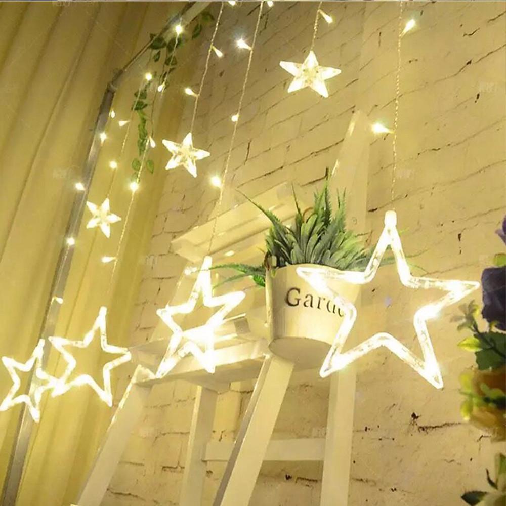 8.2ft Star Curtain String Lights | Luxury 216 LED Hanging Fairy Lights