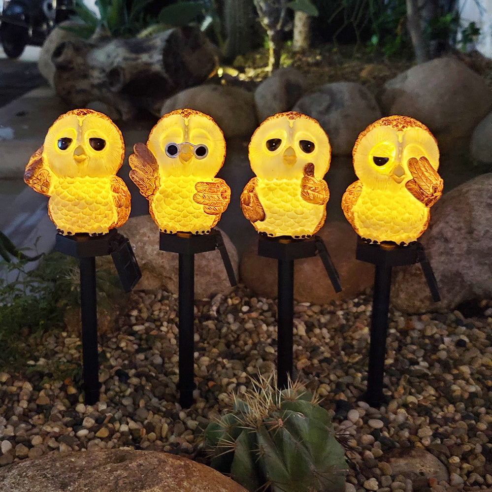Owl Solar Garden Stake Light - Resin Animal Landscape Lamp | IP65 Waterproof LED Pathway & Flower Bed Sconce | Warm White