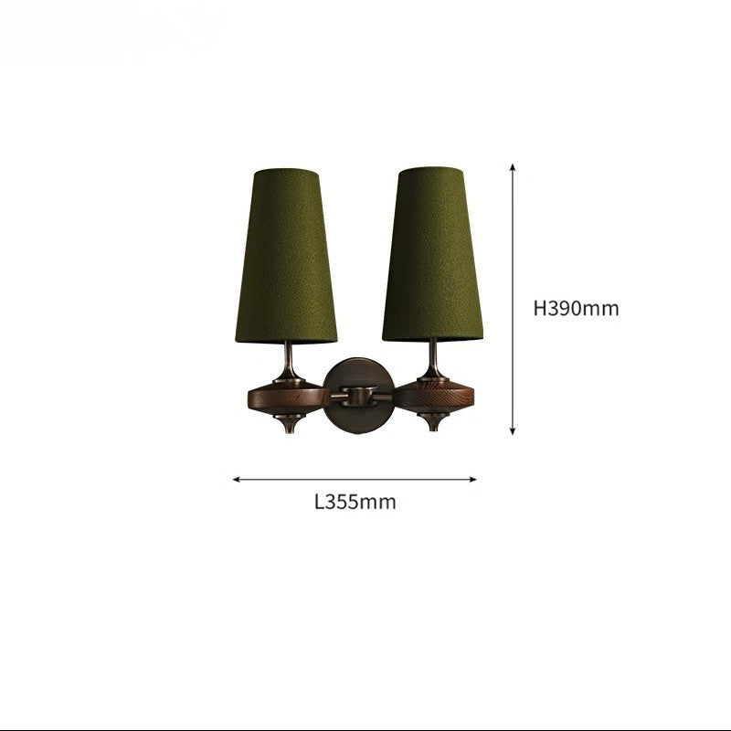 Retro Spindle Wall Sconce – Tapered Fabric Shade & Turned Wood Wall Sconce