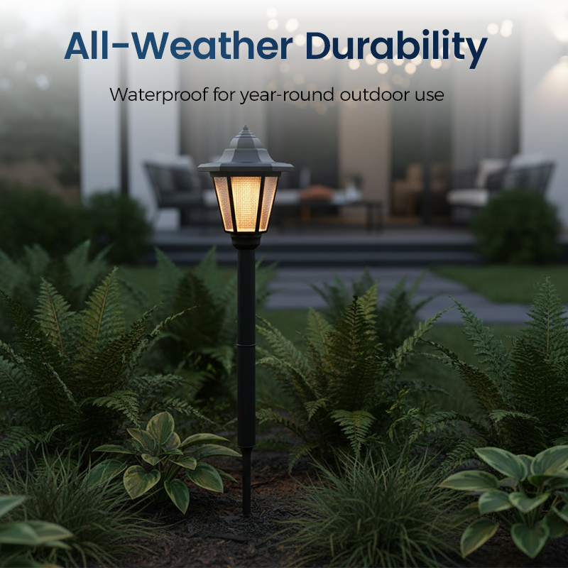 Vintage Solar-Powered Hexagonal Garden Lights - Retro Palace Lantern Stake & Post Mount | Waterproof LED Pathway Sconce
