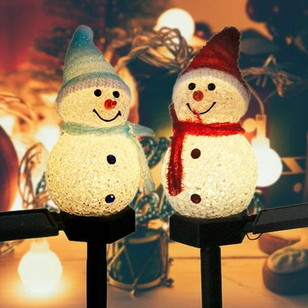 Waterproof Solar Snowman Lamp - Festive LED Outdoor Garden Stake | All-Weather Holiday Pathway Light