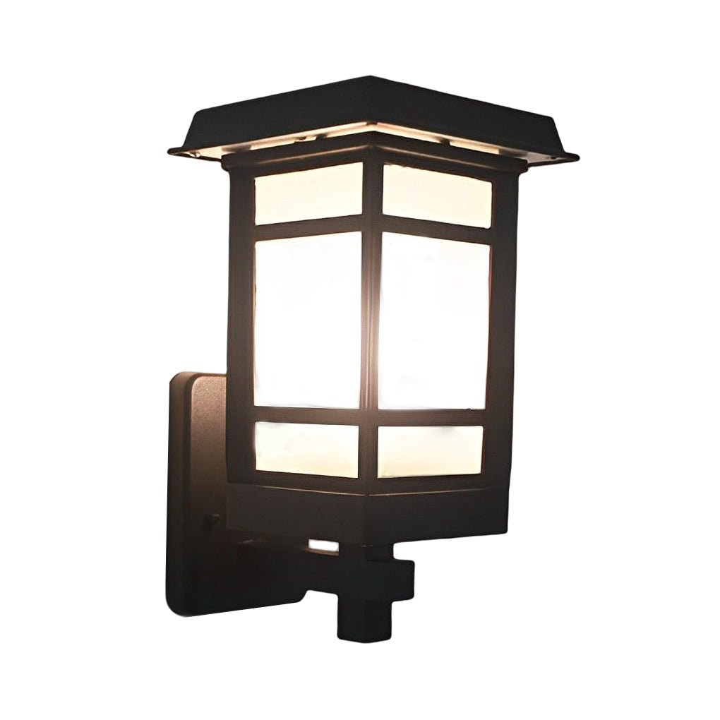Vintage Waterproof LED Wall Sconce – Matte Black Aluminum & Frosted Glass Exterior Light