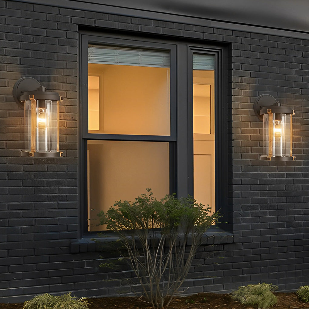 Vintage Waterproof Glass Outdoor Wall Sconce – Black Aluminum & Bubble Glass Industrial Light