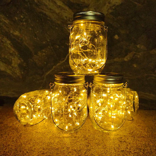 Mason Solar Lantern Outdoor Garden Light - Waterproof Fairy Starry Jar | Eco-Friendly Solar Patio & Pathway Lighting