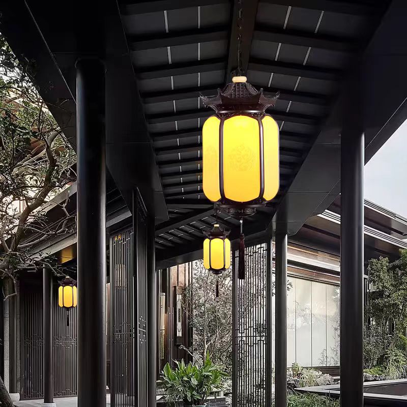 Neo-Chinese Waterproof Outdoor Pendant Light - Retro Lantern for Pavilion & Porch