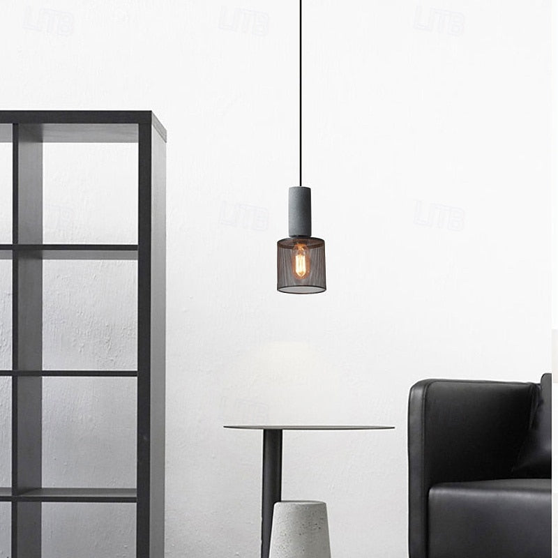 Cement Iron Cage Pendant Light – Modern Industrial Concrete & Geometric Mesh Pendant