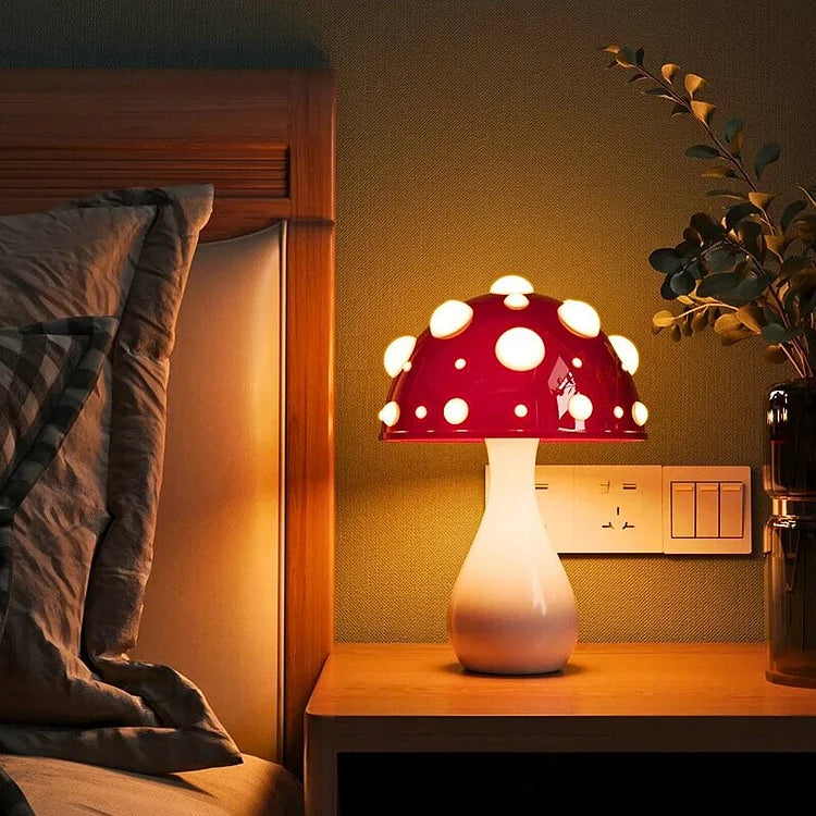 Creative Mushroom Table Lamp - Dappled Glass Polka Dot Touch Lamp