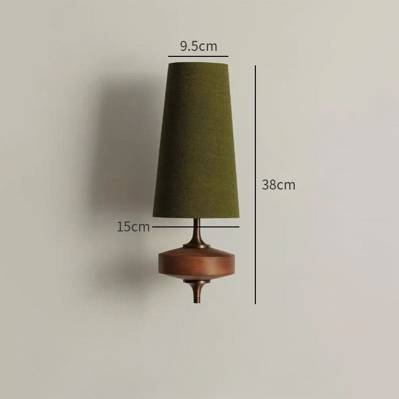 Retro Spindle Wall Sconce – Tapered Fabric Shade & Turned Wood Wall Sconce
