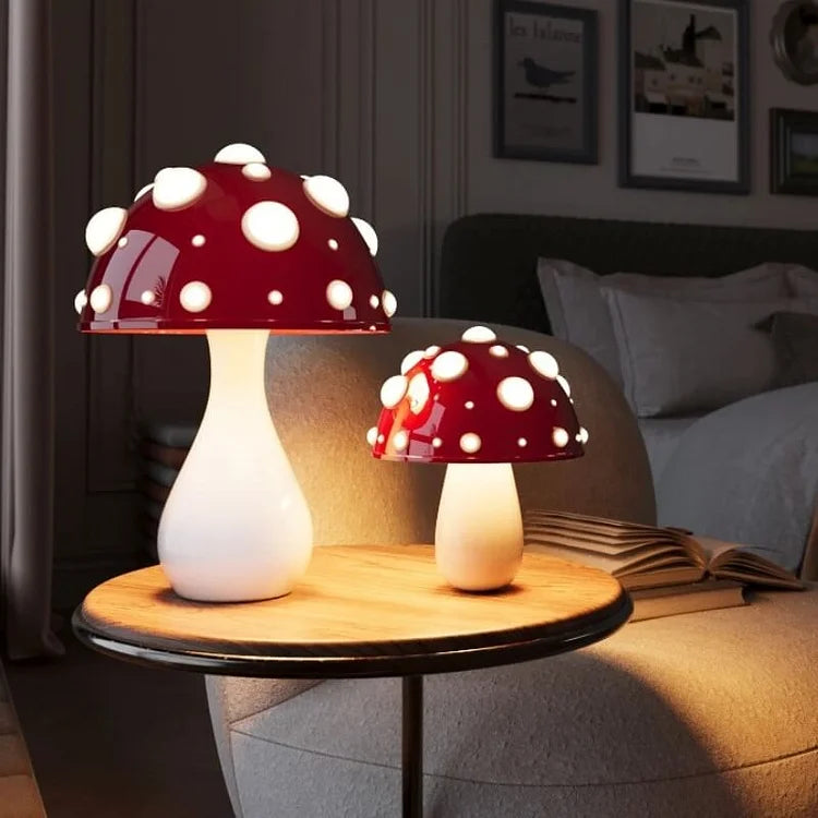 Creative Mushroom Table Lamp - Dappled Glass Polka Dot Touch Lamp