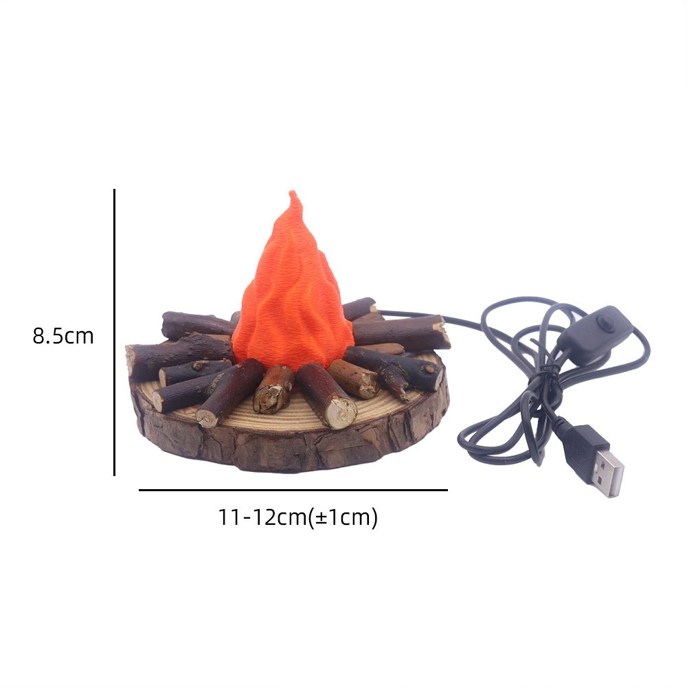 Modern Solid Wood Bonfire Night Light - Warm Ambient Bedside Lamp & Decor Gift