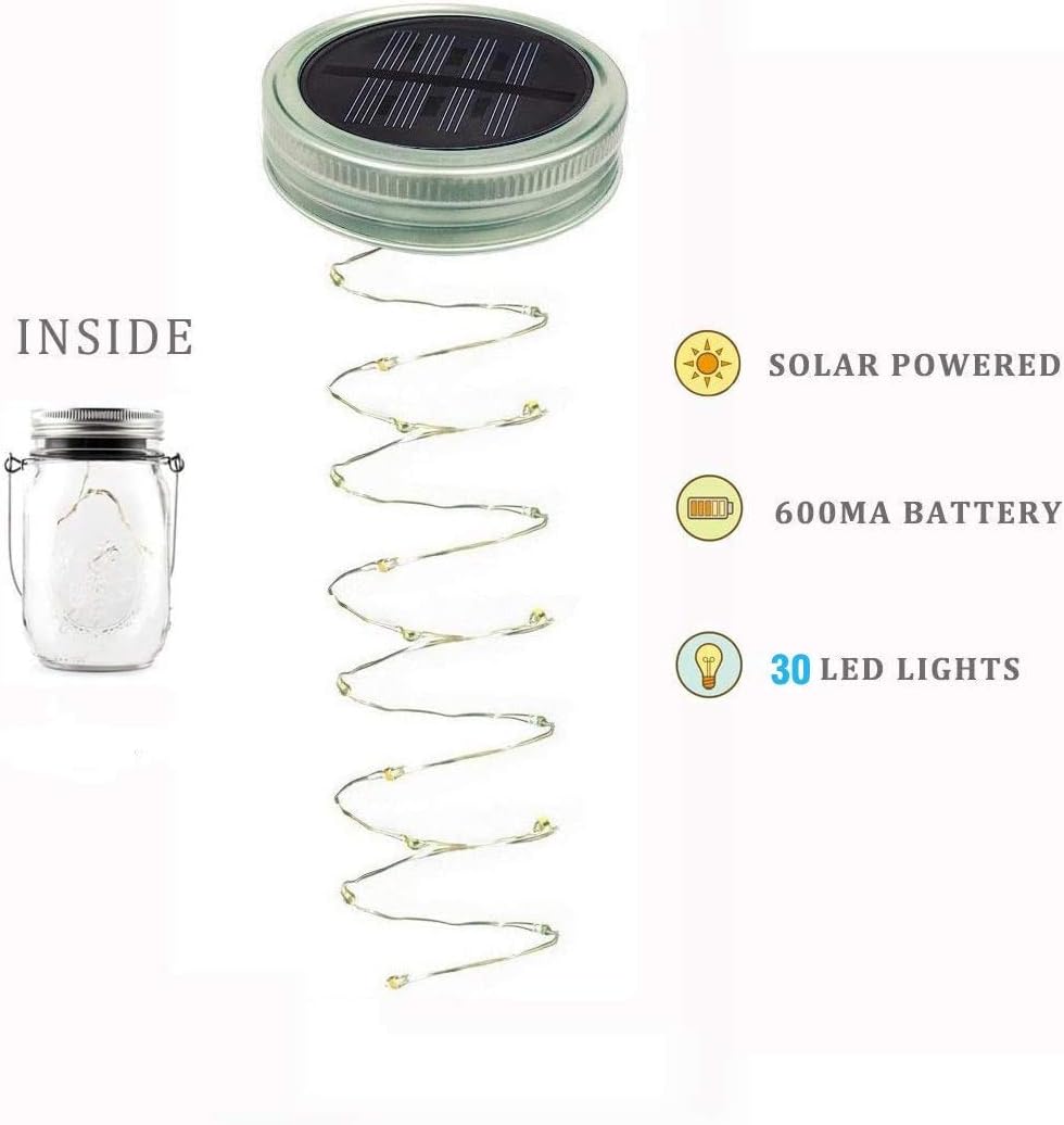 Mason Solar Lantern Outdoor Garden Light - Waterproof Fairy Starry Jar | Eco-Friendly Solar Patio & Pathway Lighting