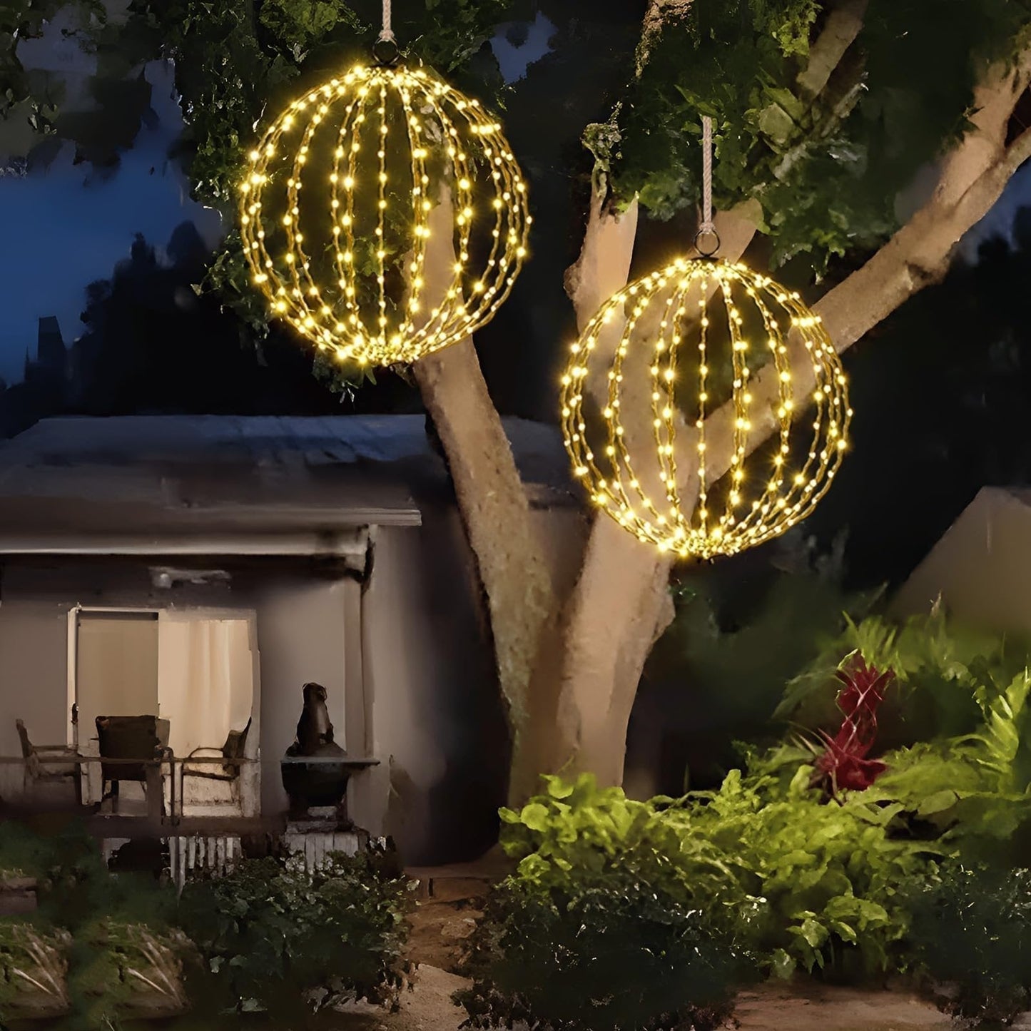 Lightweight Bright Light Ball - Fold-Flat LED Globe Light | Waterproof Hanging Sphere for Garden & Patio