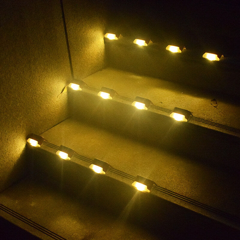 Solar Deck Lights Outdoor (16 PCS) - Waterproof Step & Fence LED Accent Lamp | Auto On/Off Patio Stair Sconce | Warm White