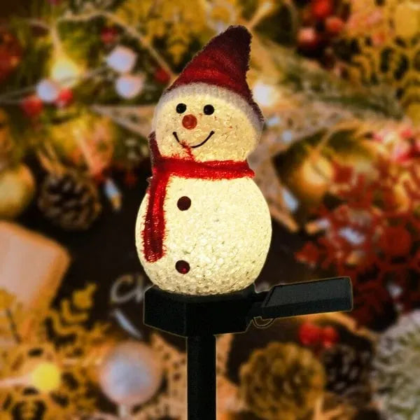 Waterproof Solar Snowman Lamp - Festive LED Outdoor Garden Stake | All-Weather Holiday Pathway Light