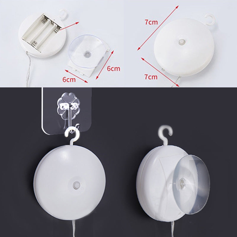 Christmas Suction Cup Window LED Lights - Silhouette Hanging Holiday Lamp | Battery Operated Showcase Night-Light | Warm & RGB