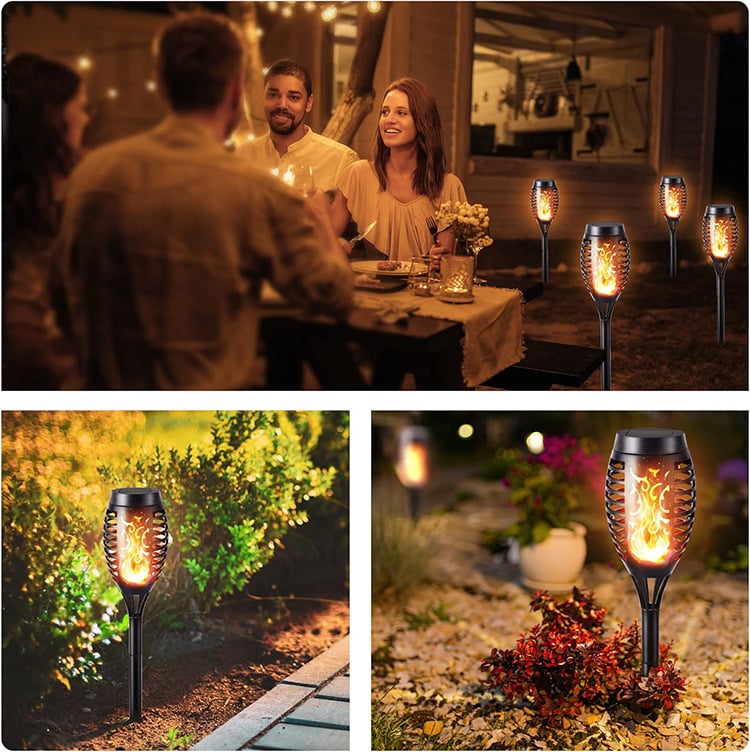 Solar Powered Fire Flame Garden Light - Waterproof LED Flickering Torch