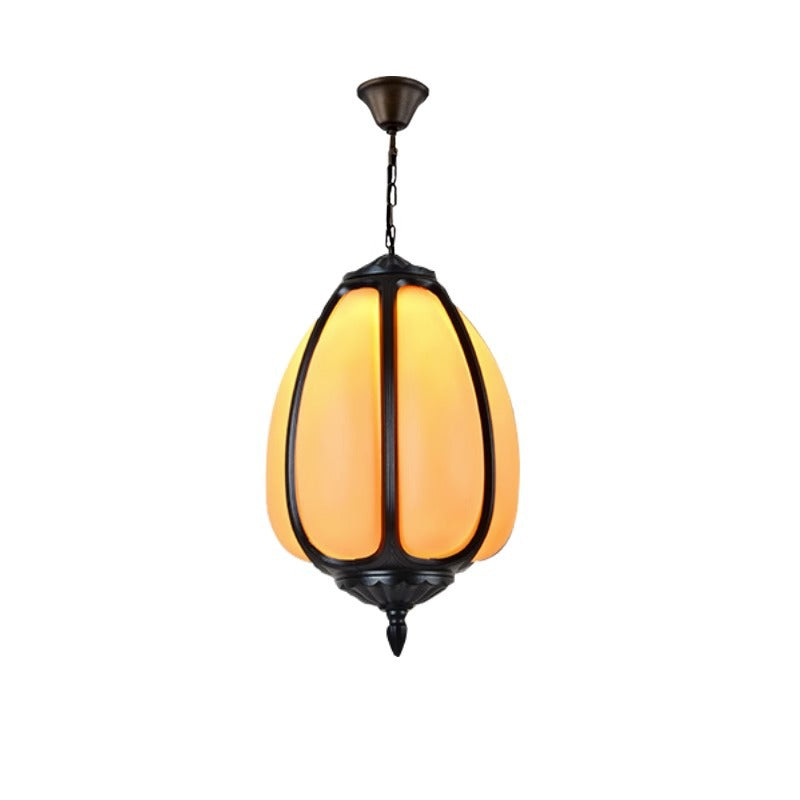 Neo-Chinese Waterproof Pumpkin Outdoor Pendant Light - Retro Lantern for Gazebo & Porch