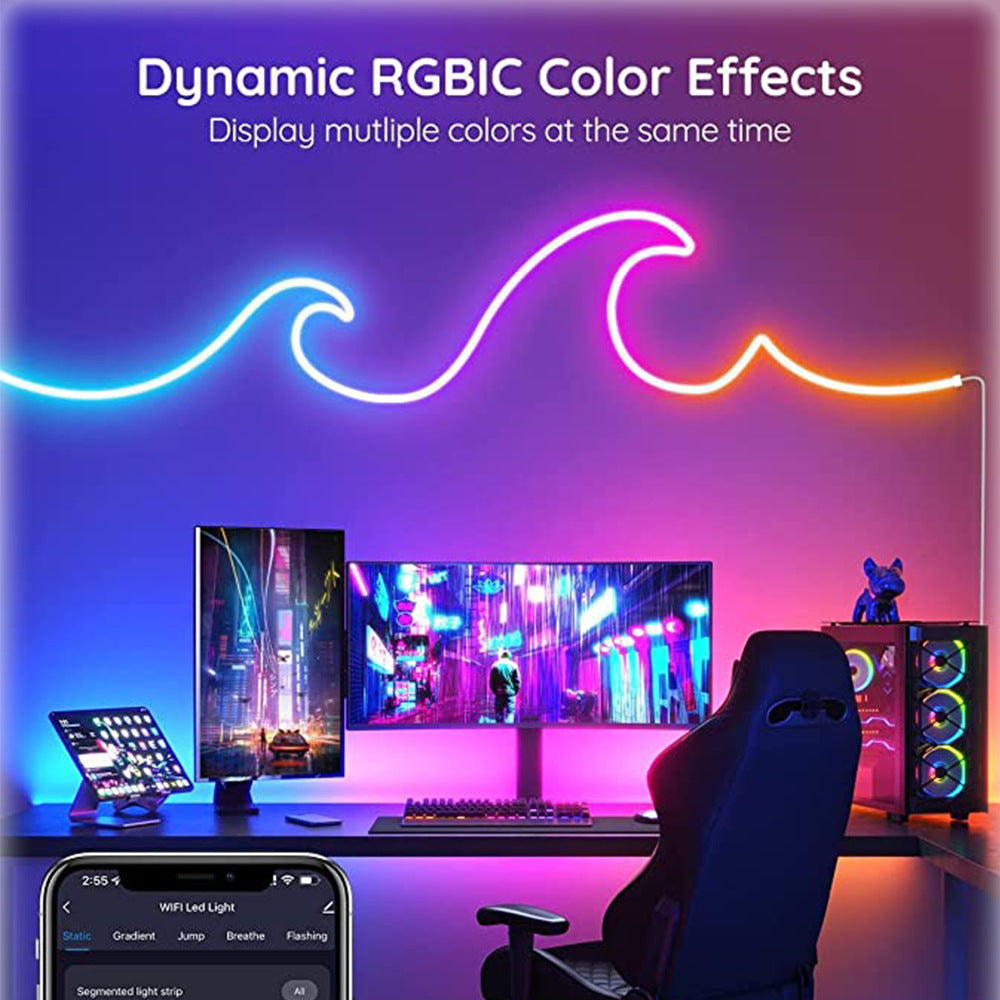USB Bluetooth RGBIC Neon LED Strip - DIY Flexible Smart Rope Light