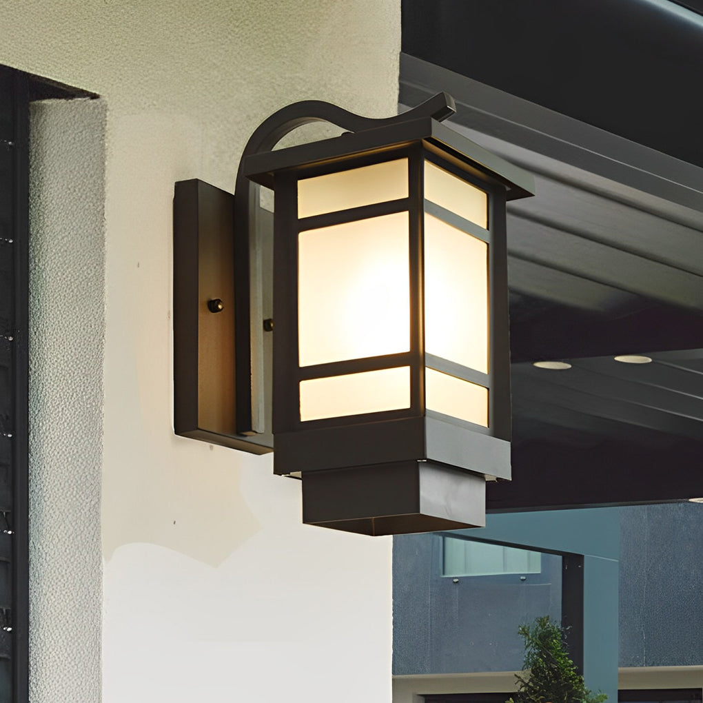 Vintage Waterproof LED Wall Sconce – Matte Black Aluminum & Frosted Glass Exterior Light