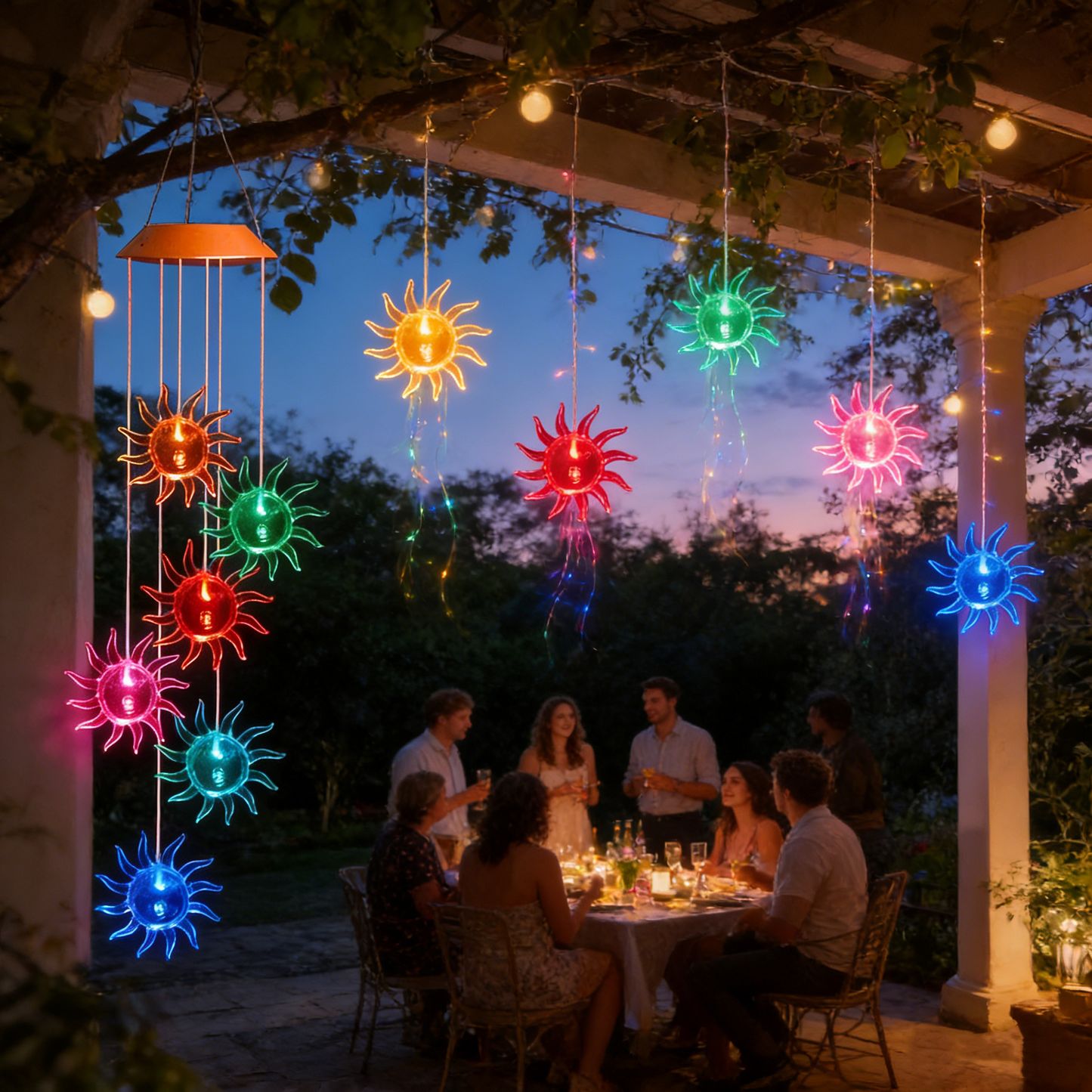 Solar-Powered Butterfly Wind Chime Lights - 7 Color Changing LED Outdoor Mobile | Waterproof Garden & Patio Hanging Sconce