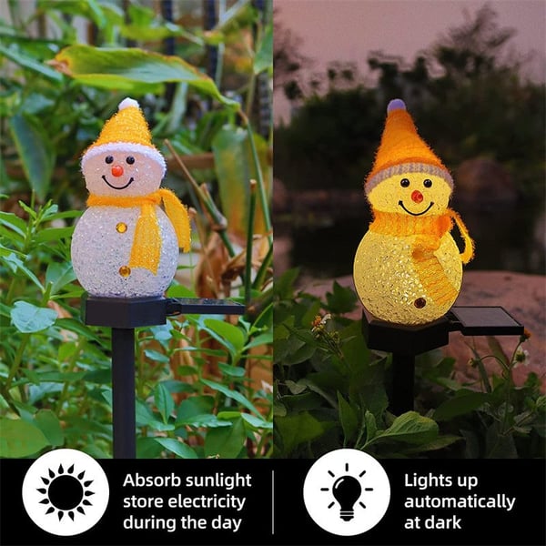 Waterproof Solar Snowman Lamp - Festive LED Outdoor Garden Stake | All-Weather Holiday Pathway Light