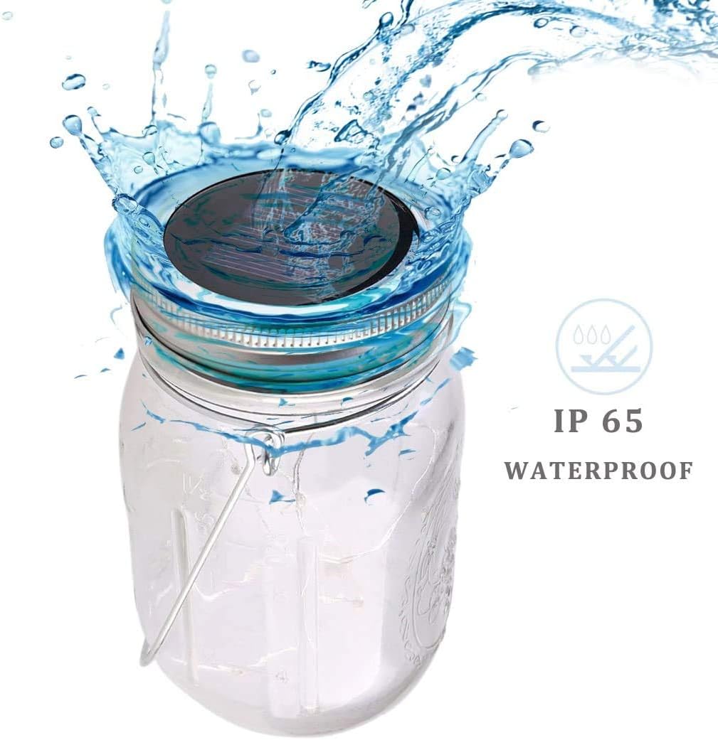 Mason Solar Lantern Outdoor Garden Light - Waterproof Fairy Starry Jar | Eco-Friendly Solar Patio & Pathway Lighting