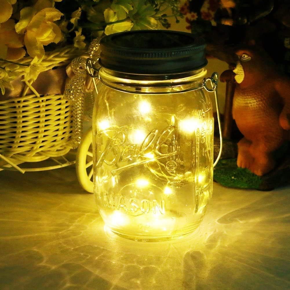 Mason Solar Lantern Outdoor Garden Light - Waterproof Fairy Starry Jar | Eco-Friendly Solar Patio & Pathway Lighting