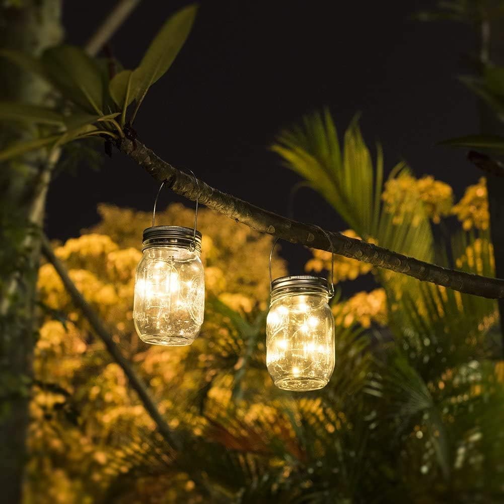 Mason Solar Lantern Outdoor Garden Light - Waterproof Fairy Starry Jar | Eco-Friendly Solar Patio & Pathway Lighting