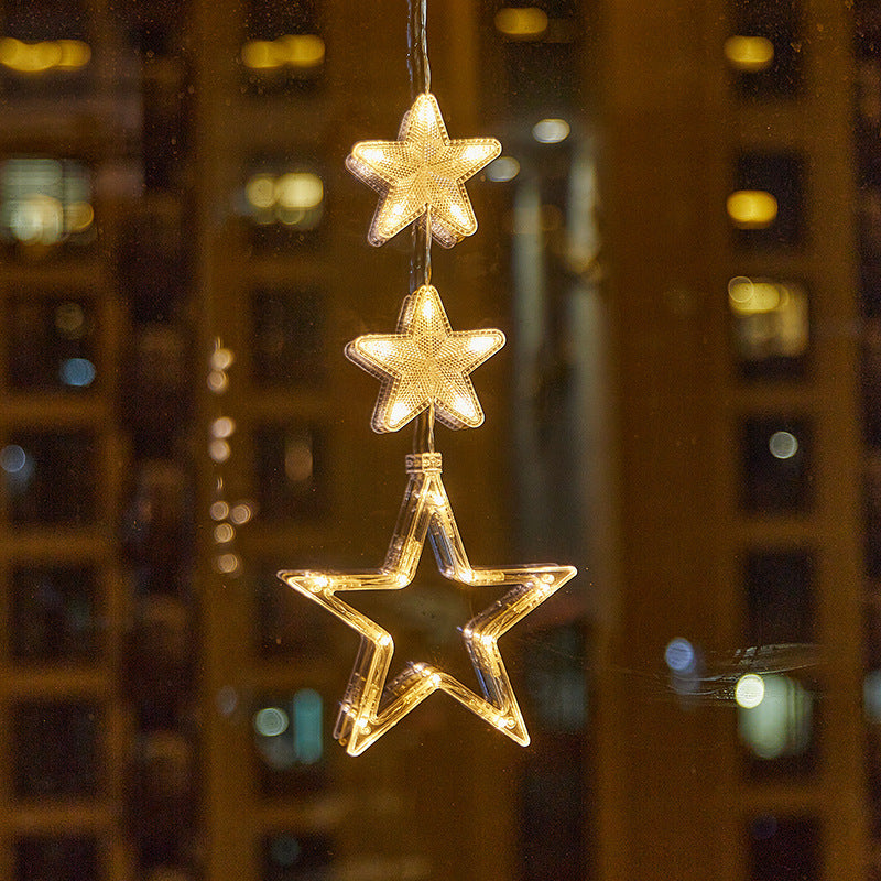 Christmas Suction Cup Window LED Lights - Silhouette Hanging Holiday Lamp | Battery Operated Showcase Night-Light | Warm & RGB