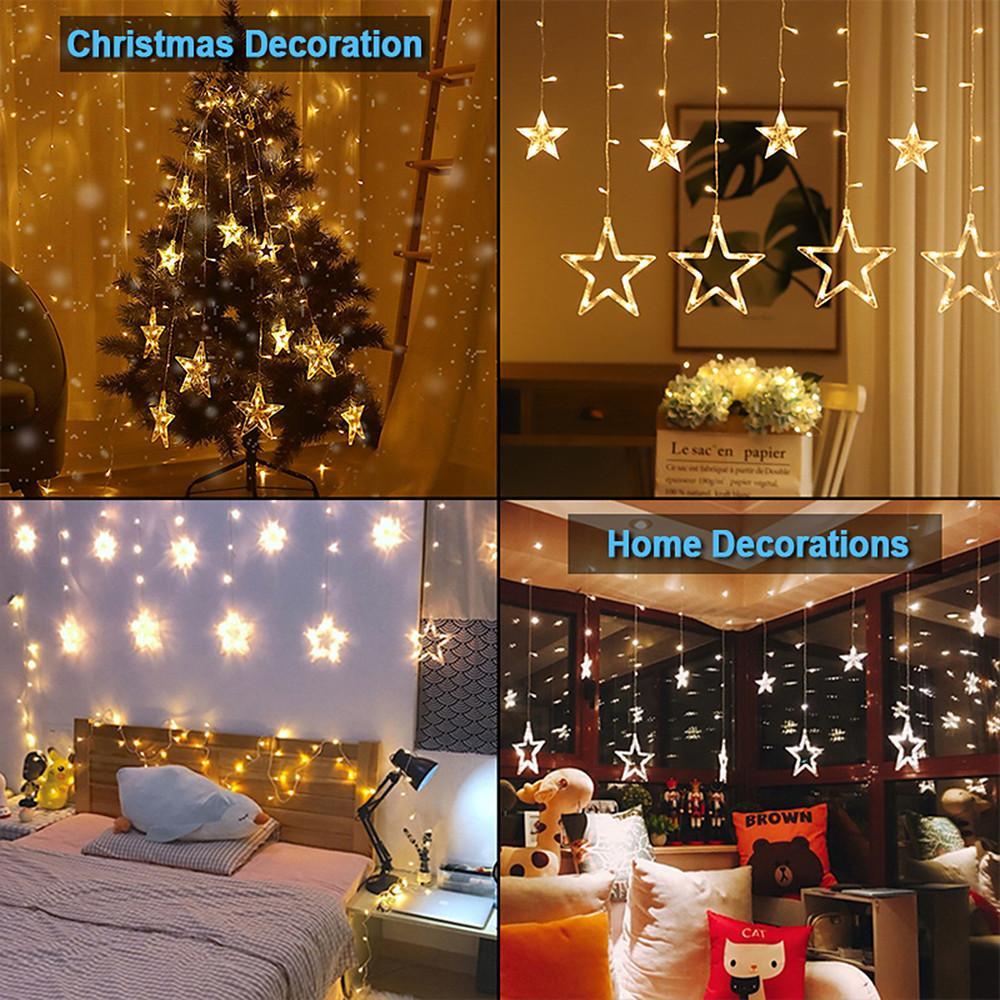 8.2ft Star Curtain String Lights | Luxury 216 LED Hanging Fairy Lights