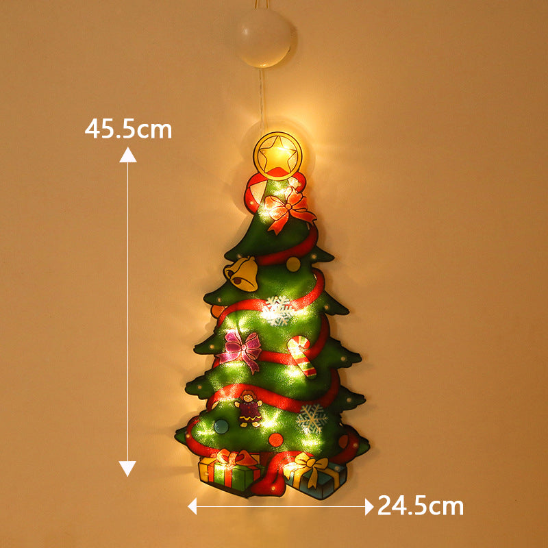 Christmas Window Hanging Lights - LED Silhouette Acrylic Battery Operated Sconce | Holiday Window Pendant Light | Santa, Reindeer & Star