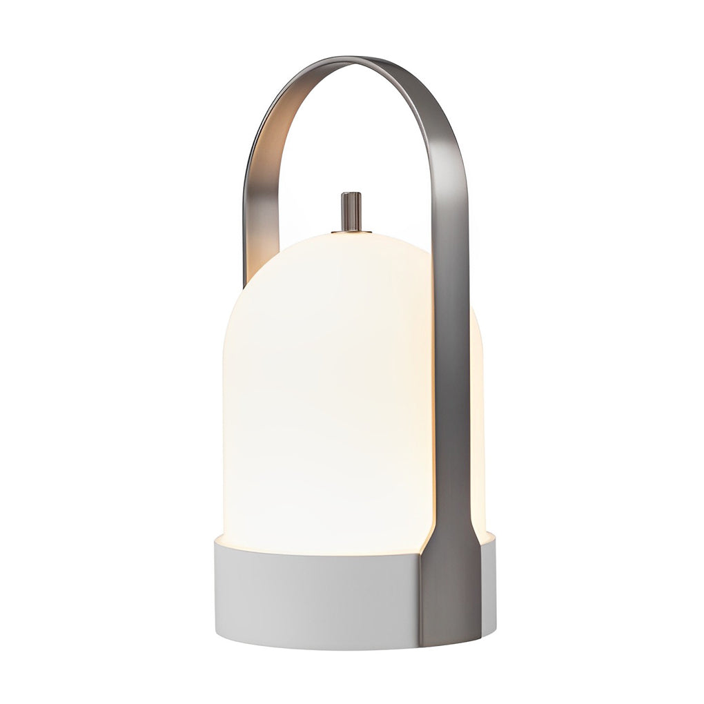 Portable LED Lantern | Luxury Cordless Steel & Glass Indoor-Outdoor Lamp