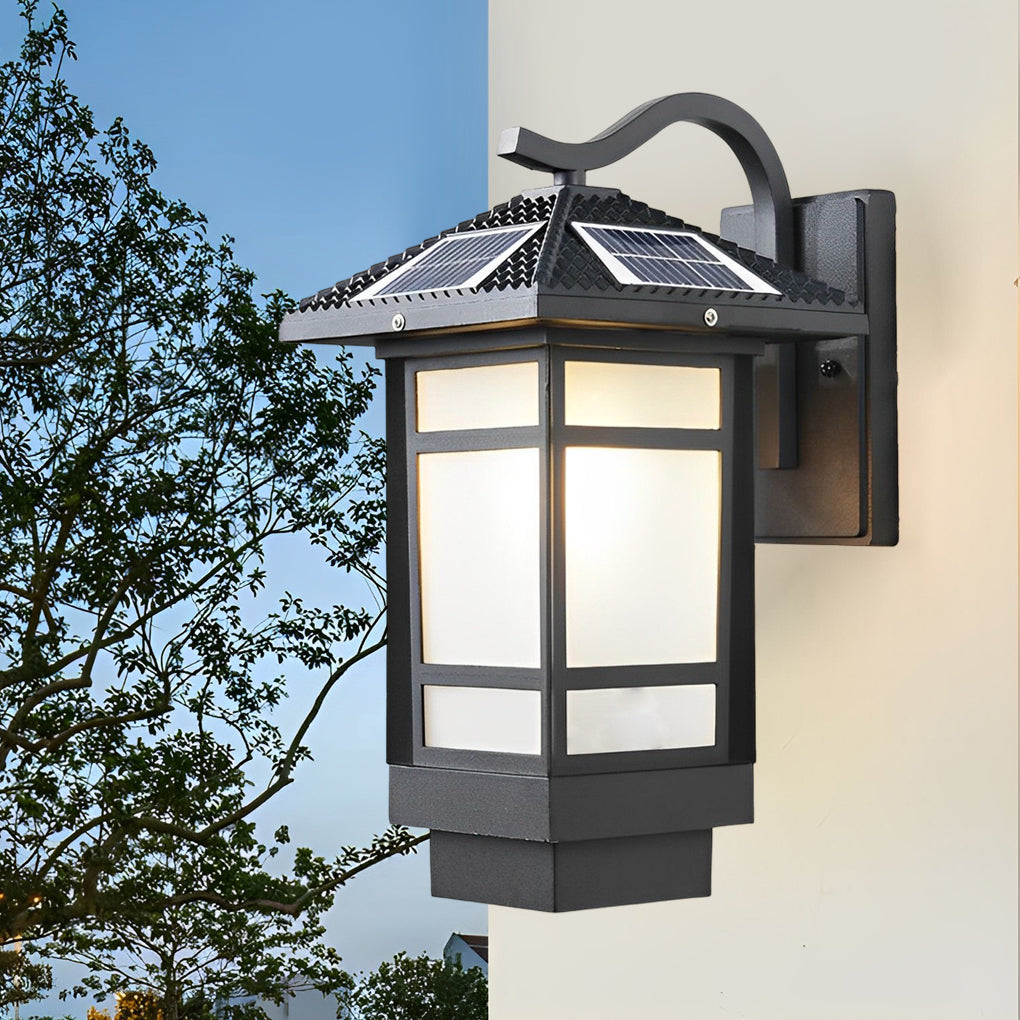 Vintage Waterproof LED Wall Sconce – Matte Black Aluminum & Frosted Glass Exterior Light