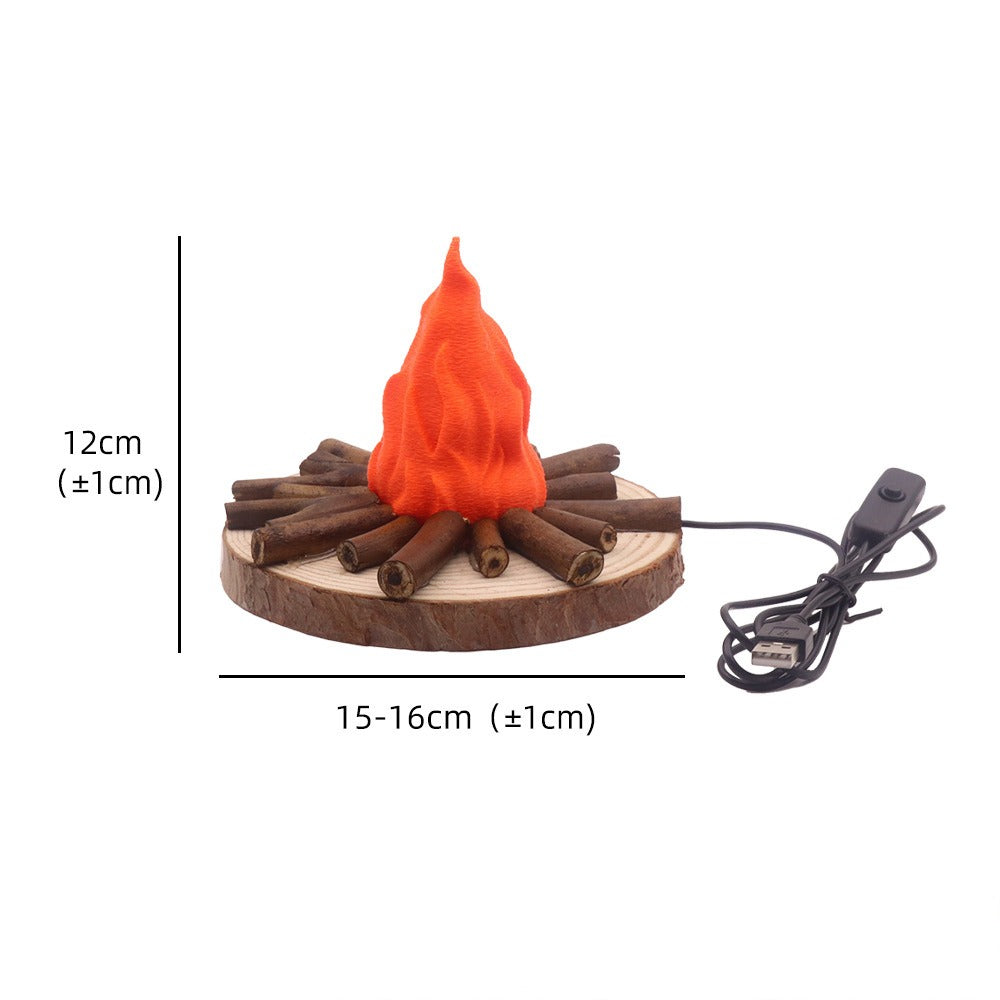 Modern Solid Wood Bonfire Night Light - Warm Ambient Bedside Lamp & Decor Gift