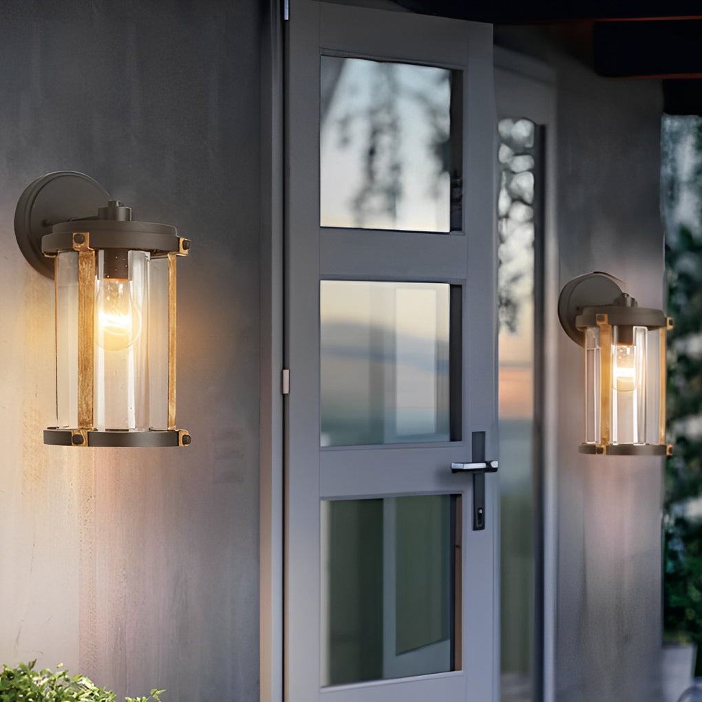 Vintage Waterproof Glass Outdoor Wall Sconce – Black Aluminum & Bubble Glass Industrial Light