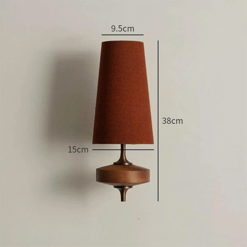 Retro Spindle Wall Sconce – Tapered Fabric Shade & Turned Wood Wall Sconce