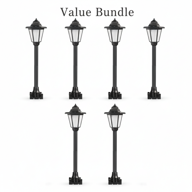 Vintage Solar-Powered Hexagonal Garden Lights - Retro Palace Lantern Stake & Post Mount | Waterproof LED Pathway Sconce