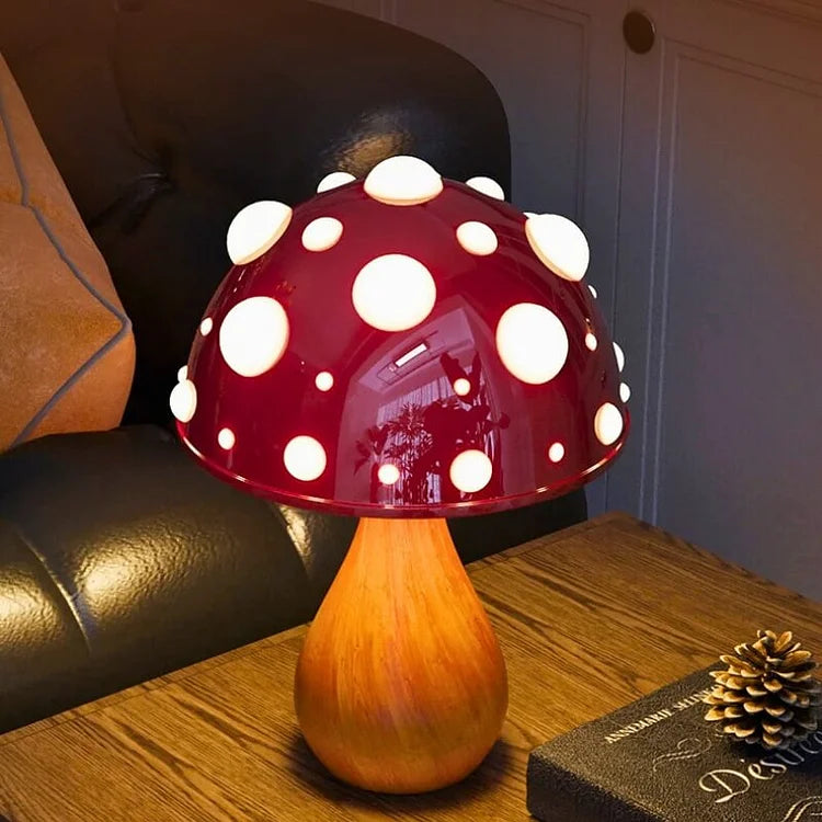 Creative Mushroom Table Lamp - Dappled Glass Polka Dot Touch Lamp
