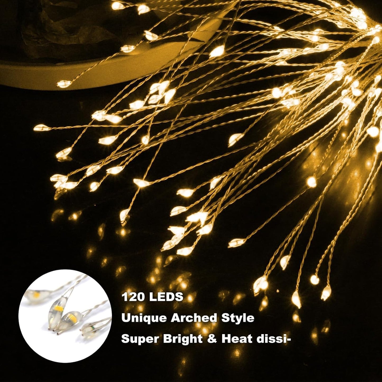 Fireworks Solar Lights Garden Light - 120 LED DIY Starburst Stakes | IP65 Waterproof Solar Garden Art