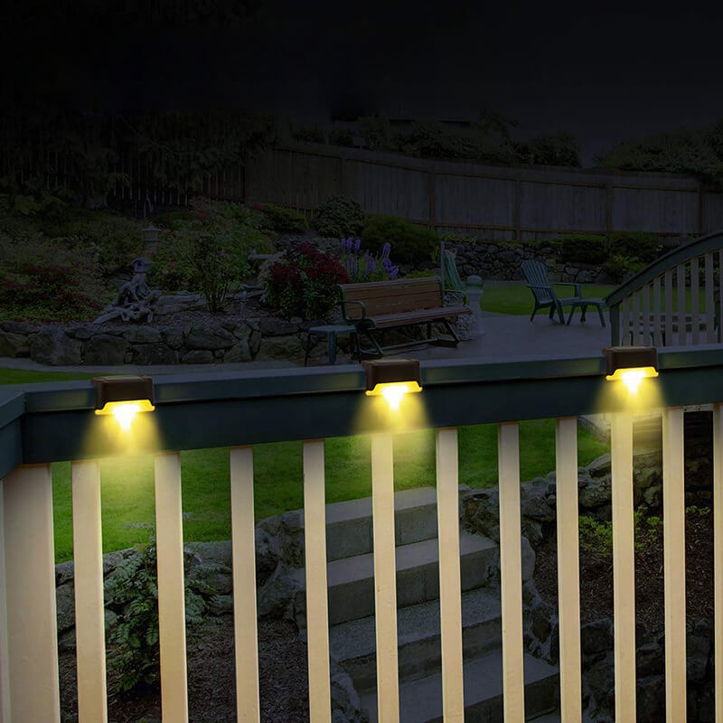 Solar Deck Lights Outdoor (16 PCS) - Waterproof Step & Fence LED Accent Lamp | Auto On/Off Patio Stair Sconce | Warm White