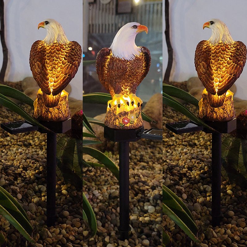 Eagle Figure Garden Solar Post - Resin Eagle & Owl Yard Stake Light | Waterproof Outdoor LED Landscape Lamp